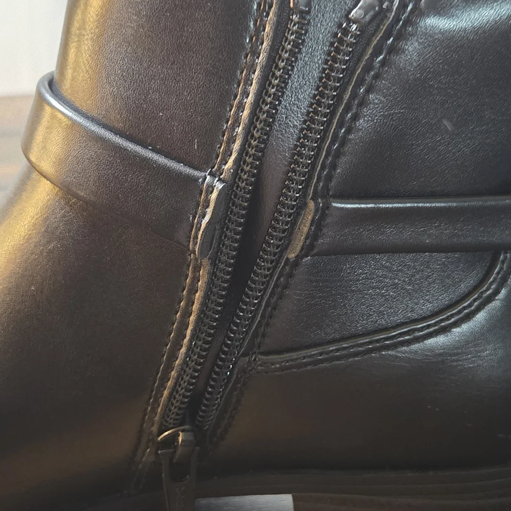 Sleek Black Ankle Booties‎ with Buckle Detail Granby Size 6